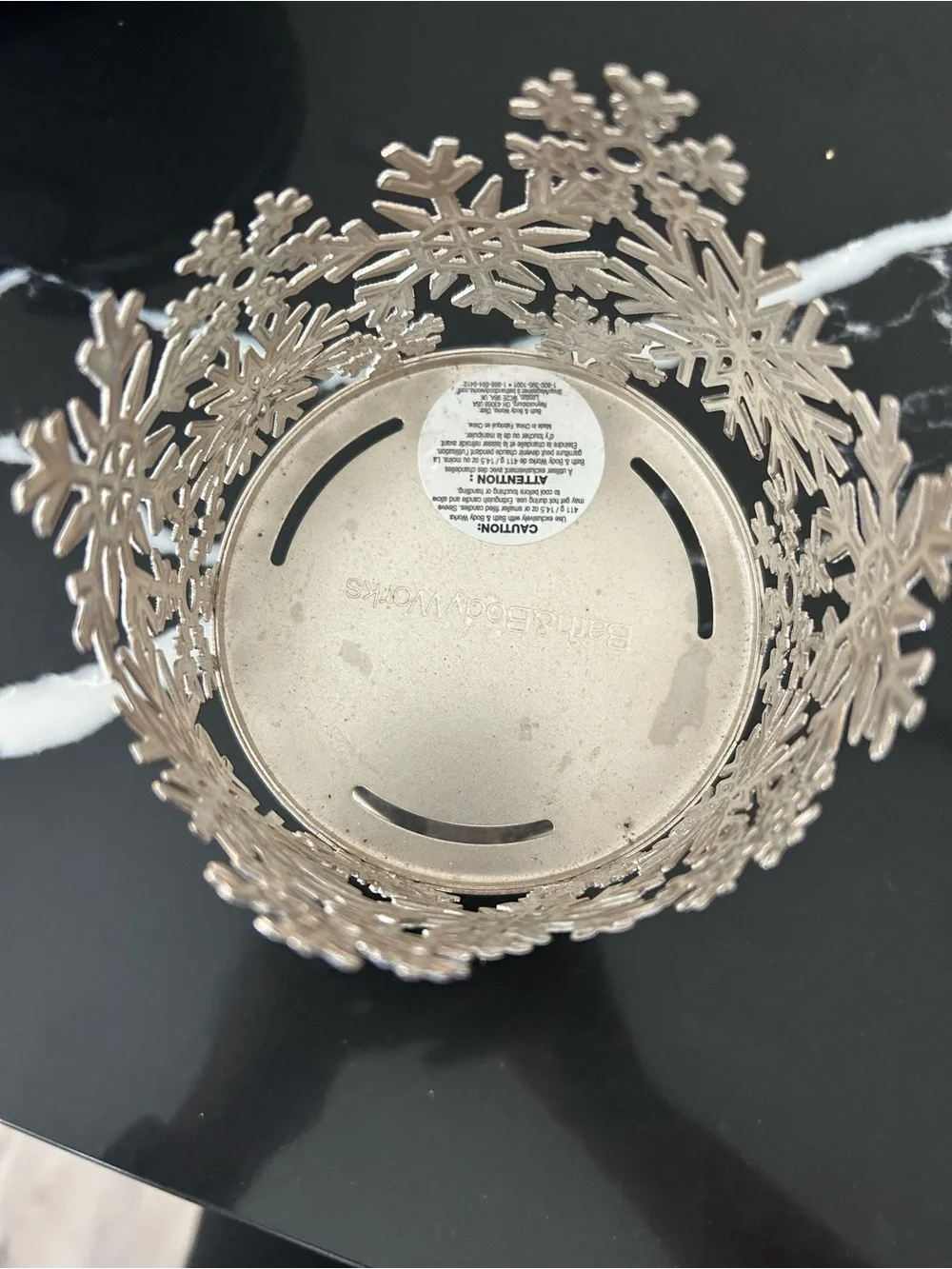 Bath & Body Works Silver Snowflake Candle Holder